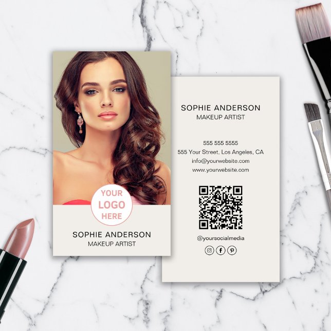 Cartão De Visita Makeup Artist Custom Logo Photo (Makeup Artist Custom Logo Photo Business Card)