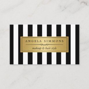 Cartão De Visita Makeup Artist Dourado Arco e Black White Strips