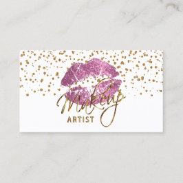 Cartão De Visita Makeup Artist Dourado Confetti Pontos & So Pink Lá