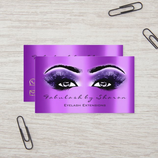 Cartão De Visita Makeup Artist Eyebrow Lashes Extension Purple (Frente/Verso In Situ)
