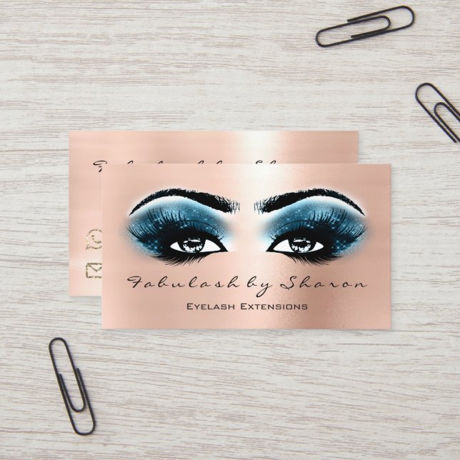 Cartão De Visita Makeup Artist Eyebrow Lashes Extension Rosa Blue (Frente/Verso In Situ)