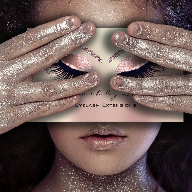 Cartão De Visita Makeup Artist Eyebrow Lashes Extension Rosa Glam (Makeup Artist Eyebrow Lashes Extension Rose Glam Business Card)