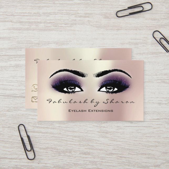 Cartão De Visita Makeup Artist Eyebrow Lashes Extension Violet Rosa (Frente/Verso In Situ)