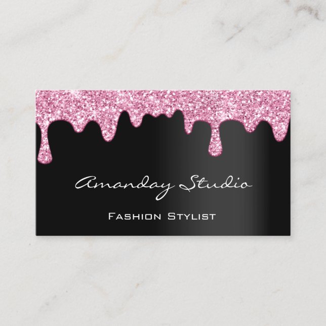 Cartão De Visita Makeup Artist Eyelash Black Drives Pink (Frente)