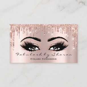 Cartão De Visita Makeup Artist Eyelash Glitter Drivers Rosa Dourado