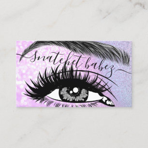 Cartão De Visita Makeup Artist Eyelash Hair Broca Código QR Rosa
