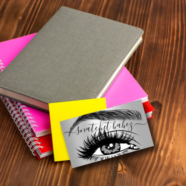 Cartão De Visita Makeup Artist Eyelash Hair Brota Código QR Cinza L (Criador carregado)