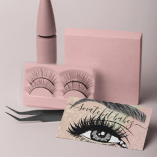Cartão De Visita Makeup Artist Eyelash Hair Brota Logotipo QR Rosa