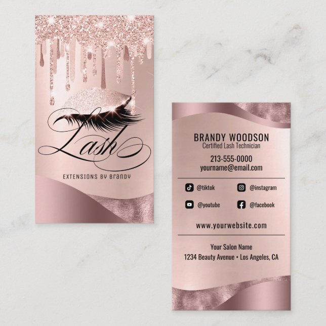 Cartão De Visita Makeup Artist Eyelash Lashes Glitter Beauty Salon  (Frente/Verso)