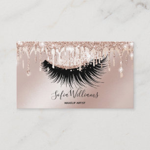 Cartão De Visita Makeup Artist Eyelash Lashes Glitter Drives Rosa