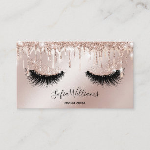 Cartão De Visita Makeup Artist Eyelash Lashes Glitter Drives Rosa