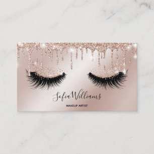 Cartão De Visita Makeup Artist Eyelash Lashes Glitter Drives Rosa