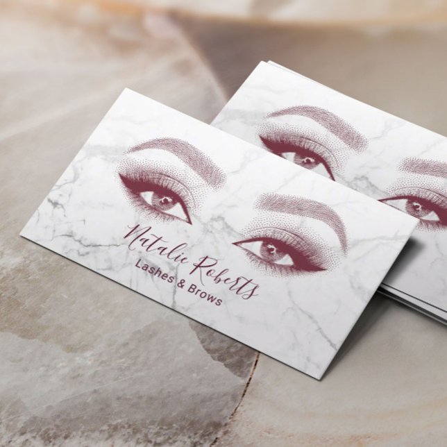 Cartão De Visita Makeup Artist Eyelash Lashes Marble BeauBeauty Sal (Criador carregado)