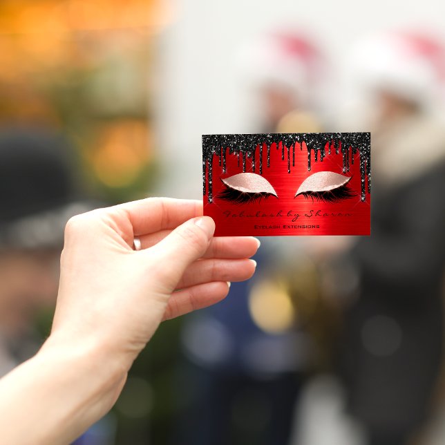 Cartão De Visita Makeup Artist Eyelashes Extension Red Black Drives (Criador carregado)