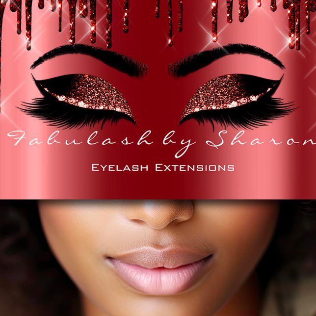 Cartão De Visita Makeup Artist Eyes Lash Glitter Drill Brown Masral (Makeup Artist Eyes Lash Glitter Drip Brown Marsala Business Card)