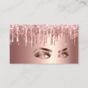 Cartão De Visita Makeup Artist Eyes Lashes Drivendo Rosa Dourado