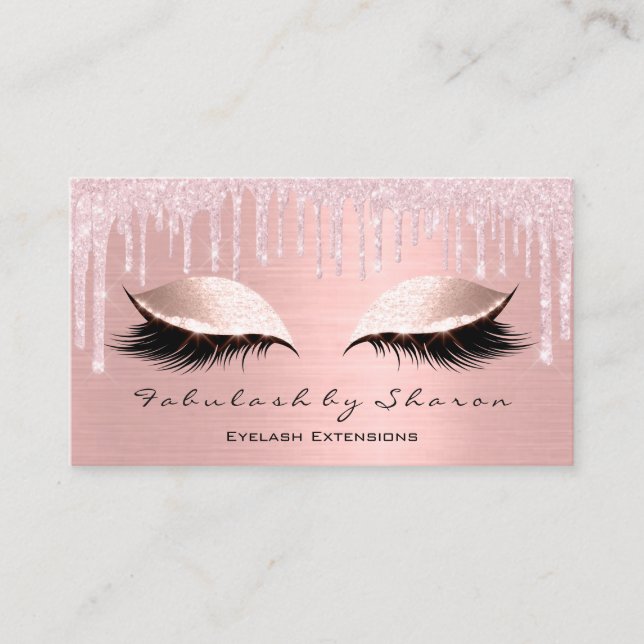 Cartão De Visita Makeup Artist Eyes Lashes Glitter Drives Rosa Blus (Frente)