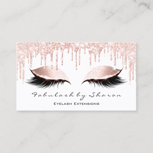Cartão De Visita Makeup Artist Eyes Lashes Glitter Drives Rosa Whit (Frente)