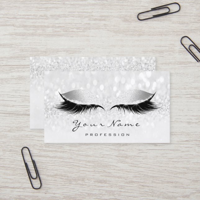Cartão De Visita Makeup Artist Eyes Lashes Glitter Silver Cinza (Frente/Verso In Situ)