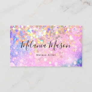 Cartão De Visita Makeup Artist Holographic Glitter Glitter Código Q