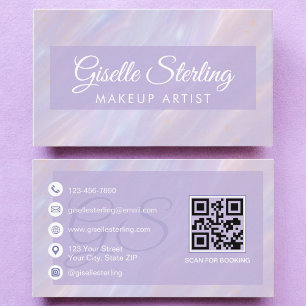 Cartão De Visita Makeup Artist Iridescente Pastel Opal Holographic