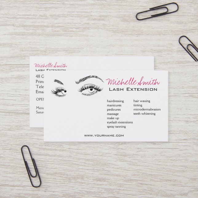 Cartão De Visita Makeup Artist Lashes Brota Preto e Branco Simples (Frente/Verso In Situ)