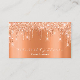 Cartão De Visita Makeup Artist Lashes Glitter Drives Coral Blogger