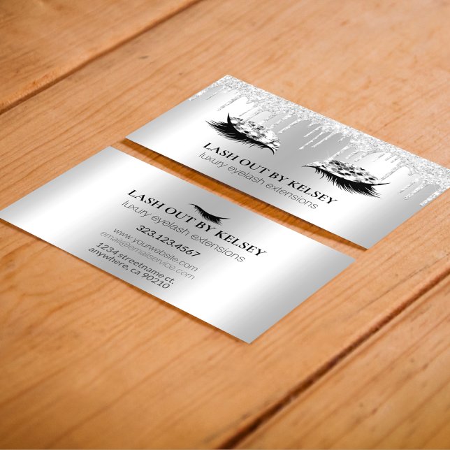 Cartão De Visita Makeup Artist Lashes Platinum Glitter +Silver Driv (Criador carregado)