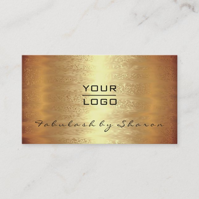 Cartão De Visita Makeup Artist Modern Warm Dourado Logotipo simples (Frente)