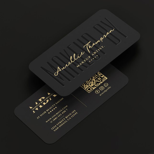 Cartão De Visita Makeup Artist Monograma Elegante Black Modern (Makeup Artist Monogram Elegant Black Modern Business Card
)