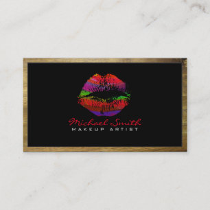 Cartão De Visita Makeup Artist Na moda Lábios Madeira Moderna #8