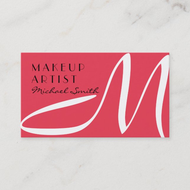 Cartão De Visita Makeup Artist Na moda Monograma Desejo Moderno (Frente)