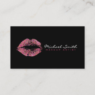 Cartão De Visita Makeup Artist Na moda Multicolor Glitter Lábios #