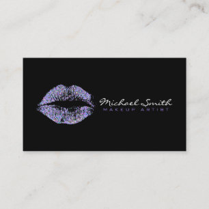 Cartão De Visita Makeup Artist Na moda Multicolor Glitter Lábios #