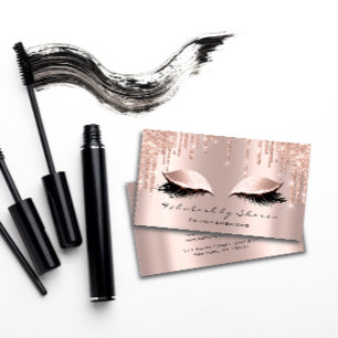 Cartão De Visita Makeup Artist Olhos Lashes Glitter Drives Rosa Dou