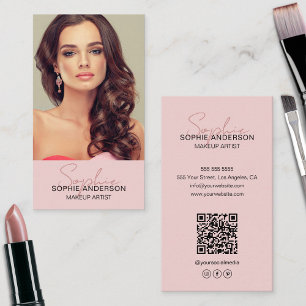 Cartão De Visita Makeup Artist Photo Pink