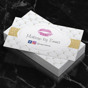 Cartão De Visita Makeup Artist Pink Glitter Lábios de luxo