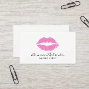 Cartão De Visita Makeup Artist Pink Lábios Beauty Salon Minimale