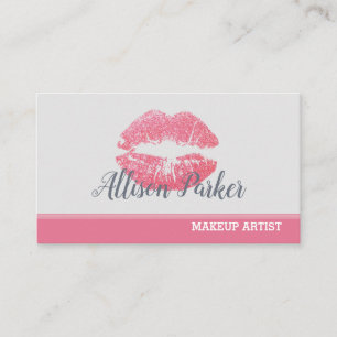 Cartão De Visita Makeup Artist Pink Lábios Glitter