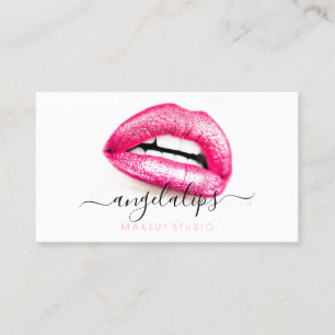 Cartão De Visita Makeup Artist Pink Lábios Tendência sentido mode
