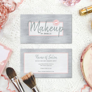 Cartão De Visita Makeup Artist Pink Lipstick Kiss Silver Glitter
