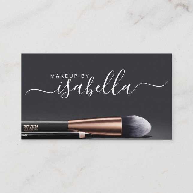 Cartão De Visita Makeup Artist QR Code Charmalho Preto (Frente)