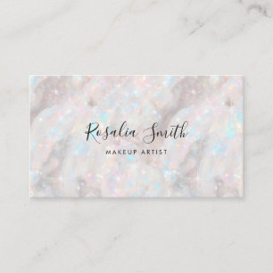 Cartão De Visita Makeup Artist QR Code Iridescent Opal Stone