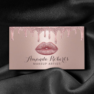 Cartão De Visita Makeup Artist Rosa Dourado Drives Glam Lábios Salã