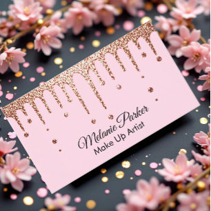 Cartão De Visita Makeup Artist Rosa Dourado Drives Trendy Glitter