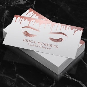 Cartão De Visita Makeup Artist Rosa, Lashes e Brows Dourados