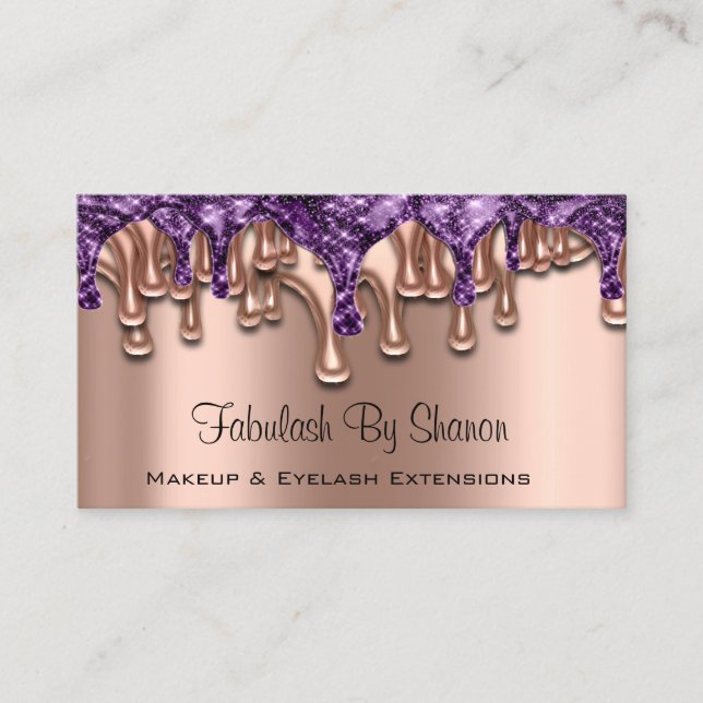 Cartão De Visita Makeup Artist Rosa Purple Drives Unhas Salon (Frente)
