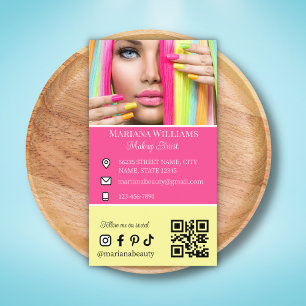 Cartão De Visita makeup artist social media foto qr code colorido