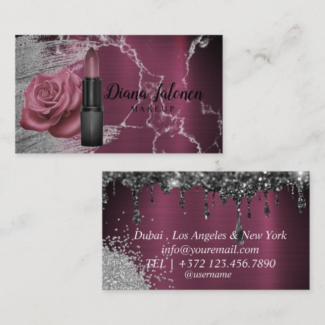 Cartão De Visita Makeup Artist Sparparte Silver Dourado (Frente/Verso)