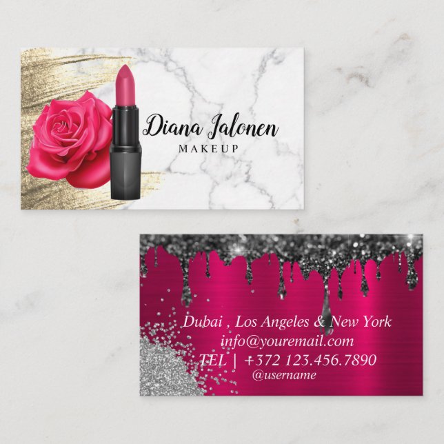 Cartão De Visita Makeup Artist Sparparte Silver Dourado (Frente/Verso)